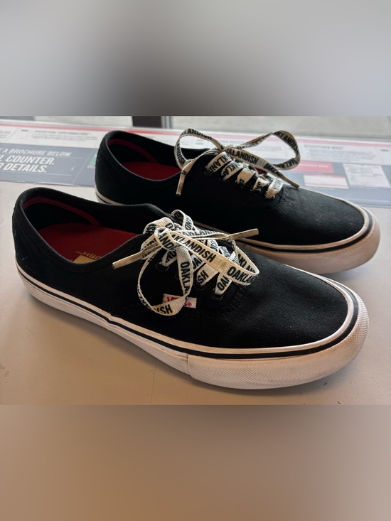 Vans Shoes - Vans Black Canvas Sneakers with Branded White Laces